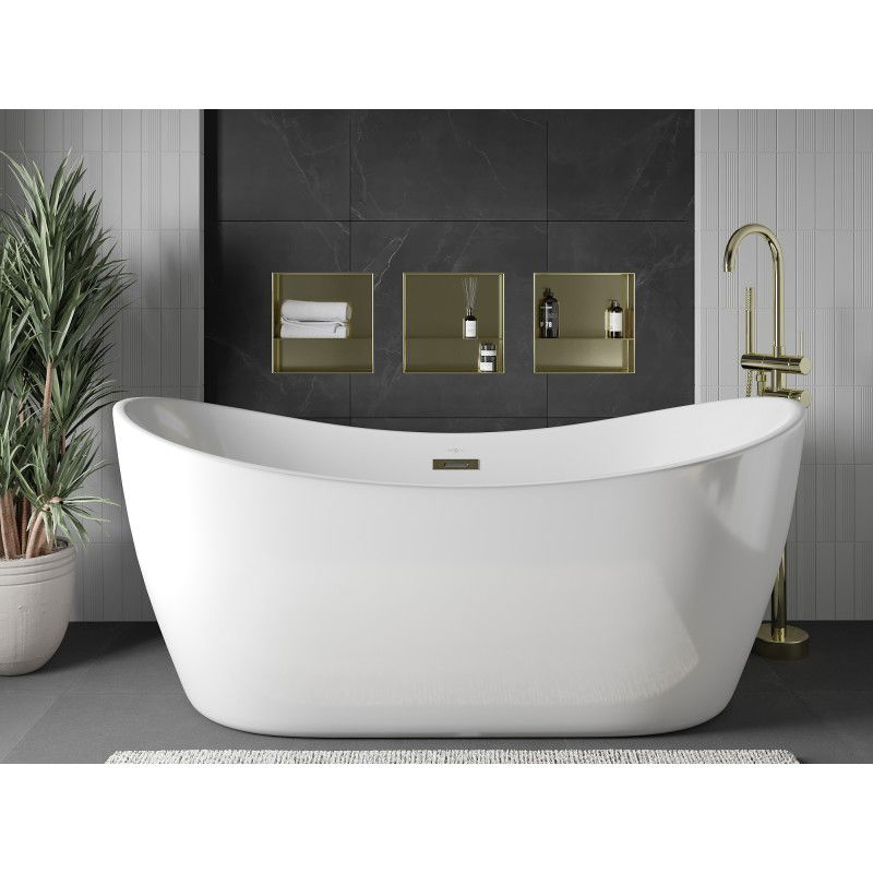 Mexen X-Wall-NR niche sans rebord avec étagère 30 x 30 cm, or brossé - 1951303010S