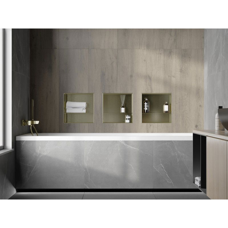 Mexen X-Wall-NR niche sans rebord avec étagère 30 x 30 cm, or brossé - 1951303010S