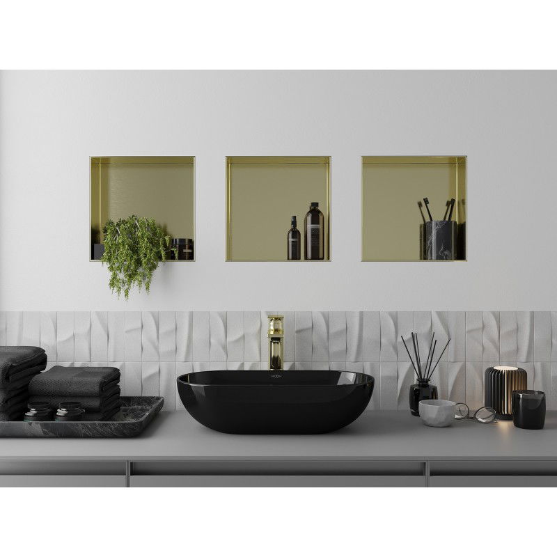 Mexen X-Wall-NR étagère incrustée sans bride 30 x 30 cm, or brossé - 1951303010