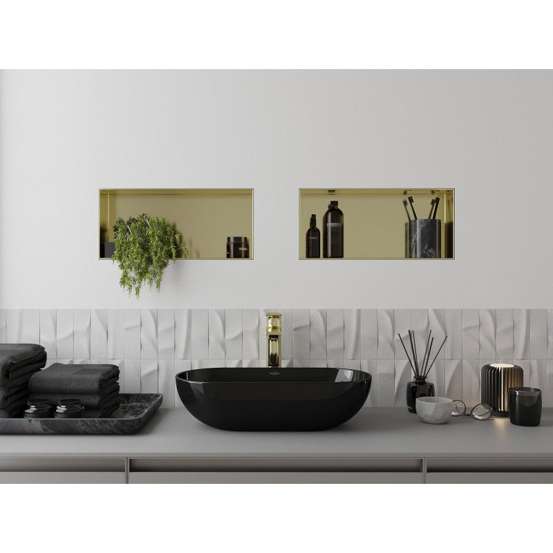 Mexen X-Wall-NR étagère encastrée sans collerette 45 x 20 cm, or brossé - 1951452010