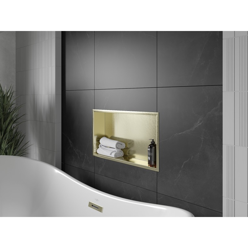 Mexen X-Wall-R étagère encastrée avec collier 60 x 30 cm, or brossé - 1950603010