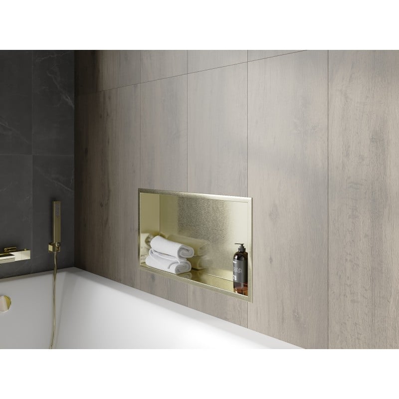 Mexen X-Wall-R étagère encastrée avec collier 60 x 30 cm, or brossé - 1950603010