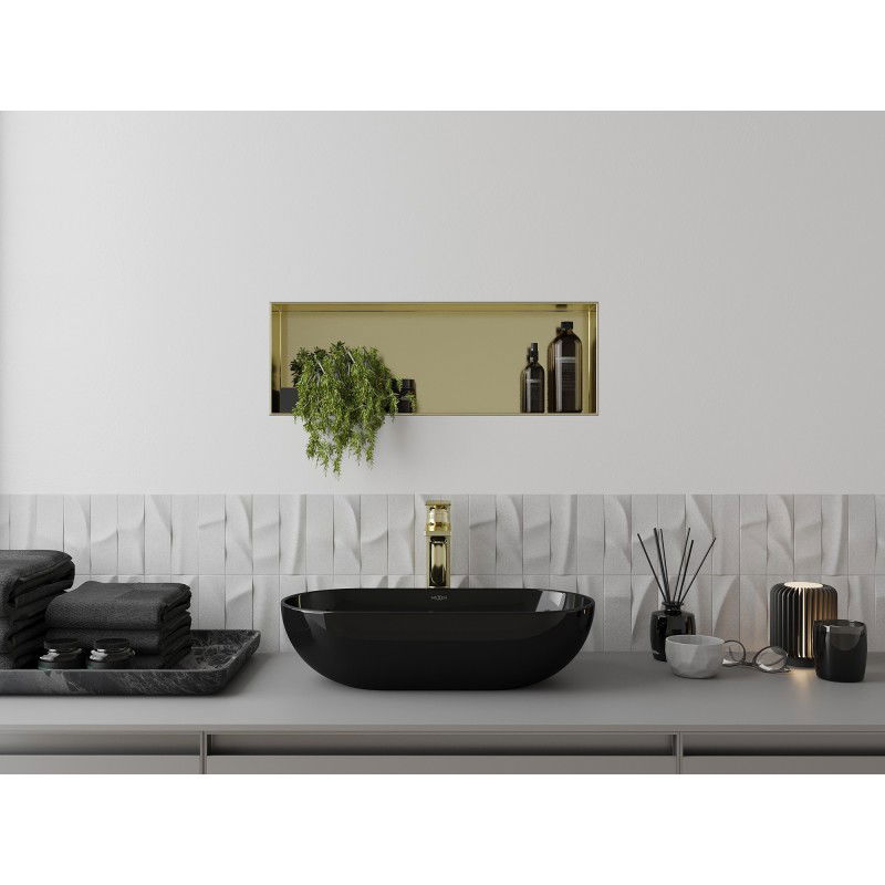 Mexen X-Wall-NR étagère encastrée sans collerette 60 x 20 cm, or brossé - 1951602010