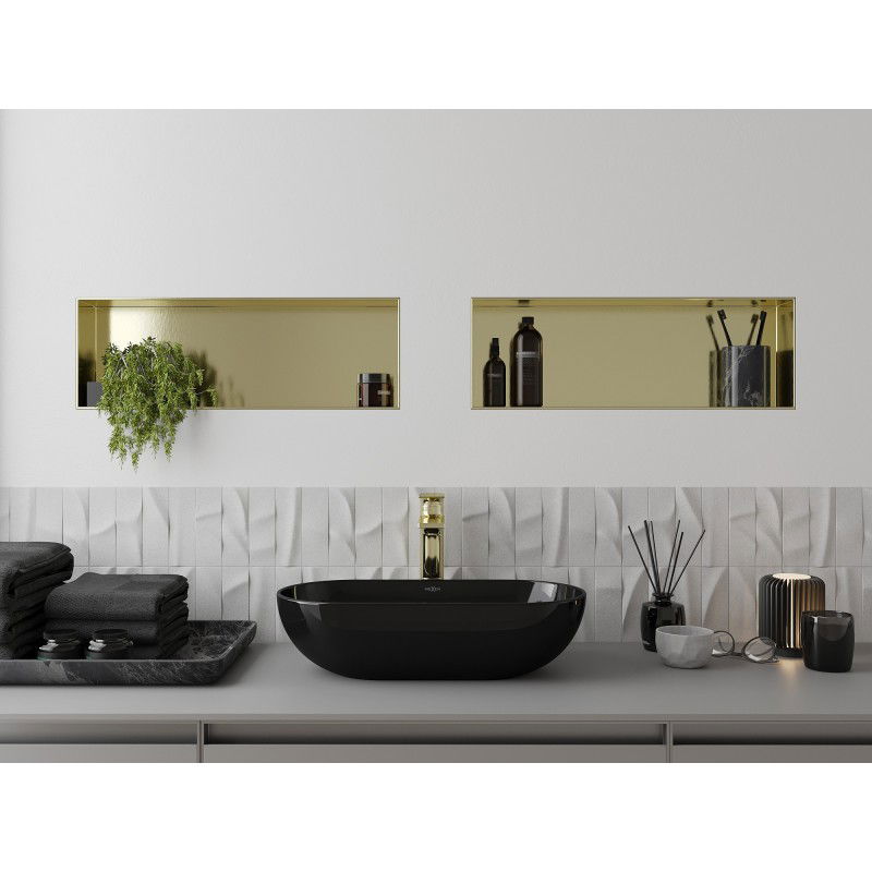 Mexen X-Wall-NR étagère encastrée sans collerette 60 x 20 cm, or brossé - 1951602010