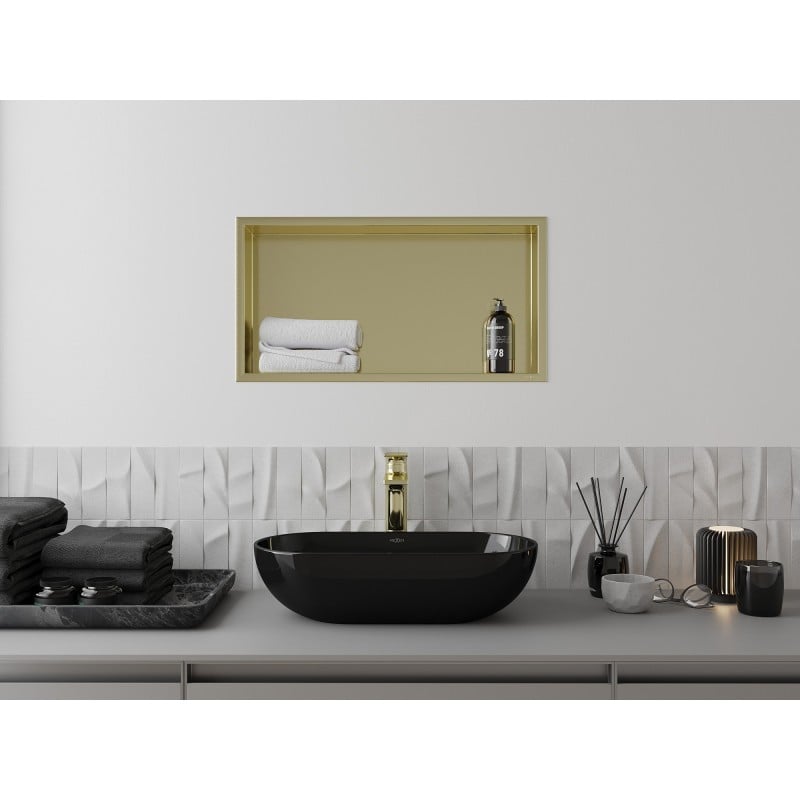 Mexen X-Wall-R étagère encastrée avec collier 60 x 30 cm, or brossé - 1950603010