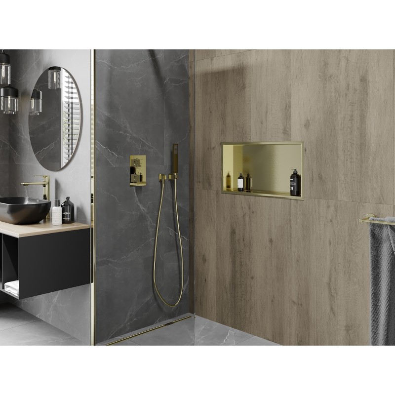 Mexen X-Wall-R étagère encastrée avec collier 60 x 30 cm, or brossé - 1950603010
