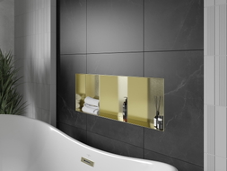 Mexen X-Wall-NR étagère encastrée sans collerette avec étagère 90 x 30 cm, or brossé - 1951903010S