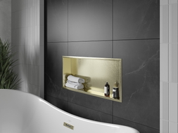 Mexen X-Wall-R étagère encastrée avec collerette 75 x 30 cm, or brossé - 1950753010