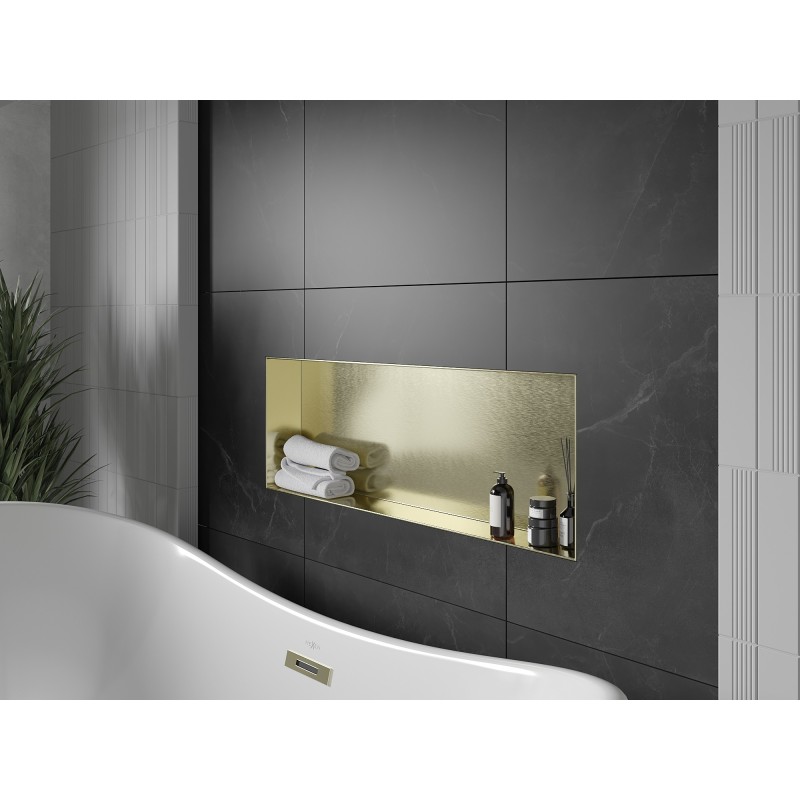 Mexen X-Wall-NR étagère encastrée sans rebord 90 x 30 cm, or brossé - 1951903010