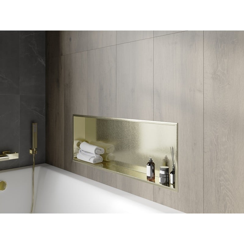 Mexen X-Wall-R étagère encastrée avec rebord 90 x 30 cm, or brossé - 1950903010