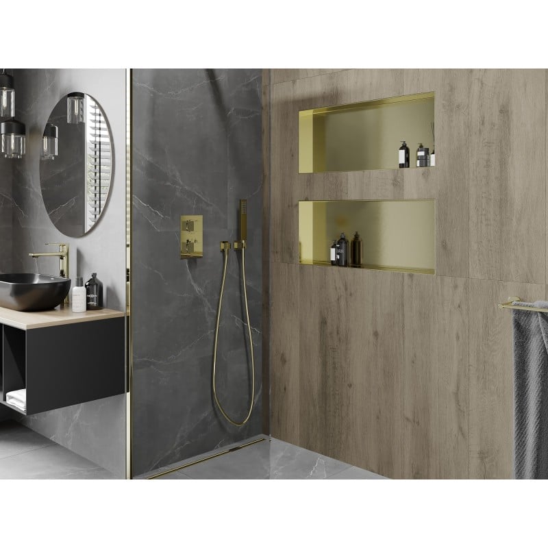 Mexen X-Wall-NR étagère encastrée sans rebord 75 x 30 cm, or brossé - 1951753010