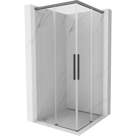 Mexen Rox Duo cabine de douche coulissante 95 x 95 cm, transparente, métal gun - 8C2D-095-095-95-00