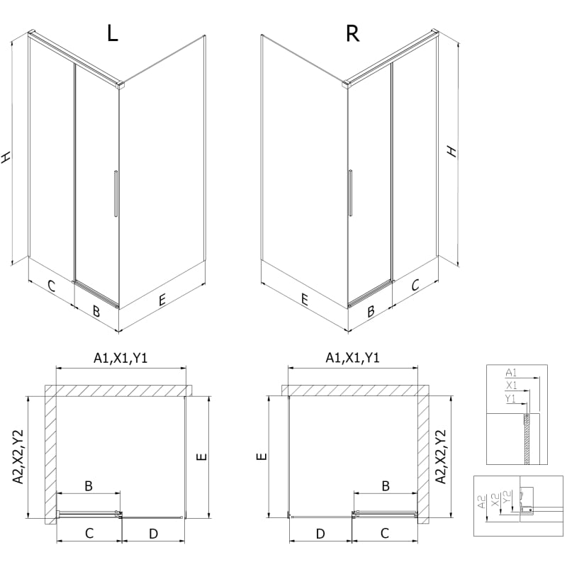Mexen Rox cabine de douche coulissante 125 x 85 cm, transparent, cuivre brossé - 8C2-125-085-65-00