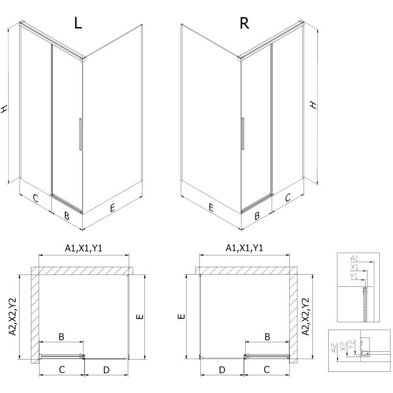 Mexen Rox cabine de douche coulissante 100 x 95 cm, transparent, cuivre brossé - 8C2-100-095-65-00