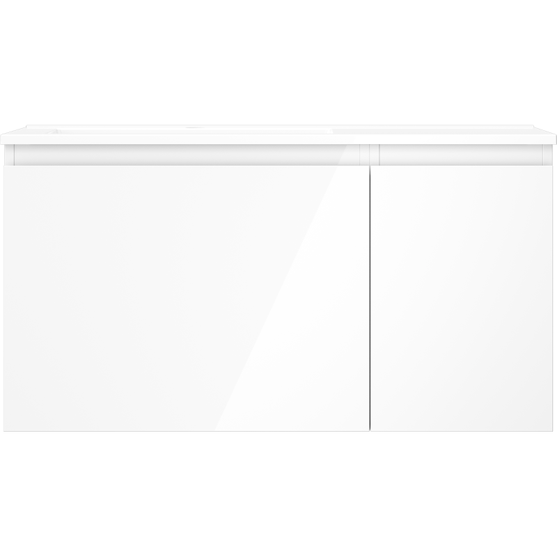Mexen Orio armoire de salle de bain 90 cm avec lavabo Otis gauche, 1S, 1D, blanc brillant - 91A13-09047-3-BBFF00-W18L00