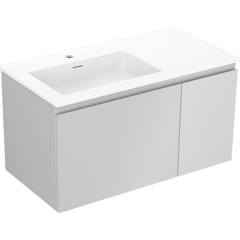 Mexen Orio meuble de salle de bain 90 cm avec lavabo Otis gauche, 1T, 1P, gris mat/blanc mat - 91A13-09047-3-BBFF62-W18L01