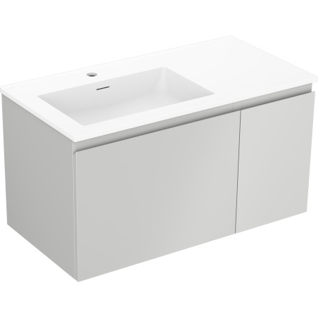 Mexen Orio meuble de salle de bain 90 cm avec lavabo Otis gauche, 1S, 1D, gris mat/blanc mat - 91A13-09047-3-BBFF62-W18L01