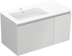 Mexen Orio meuble de salle de bain 90 cm avec lavabo Otis gauche, 1T, 1P, gris mat/blanc mat - 91A13-09047-3-BBFF62-W18L01