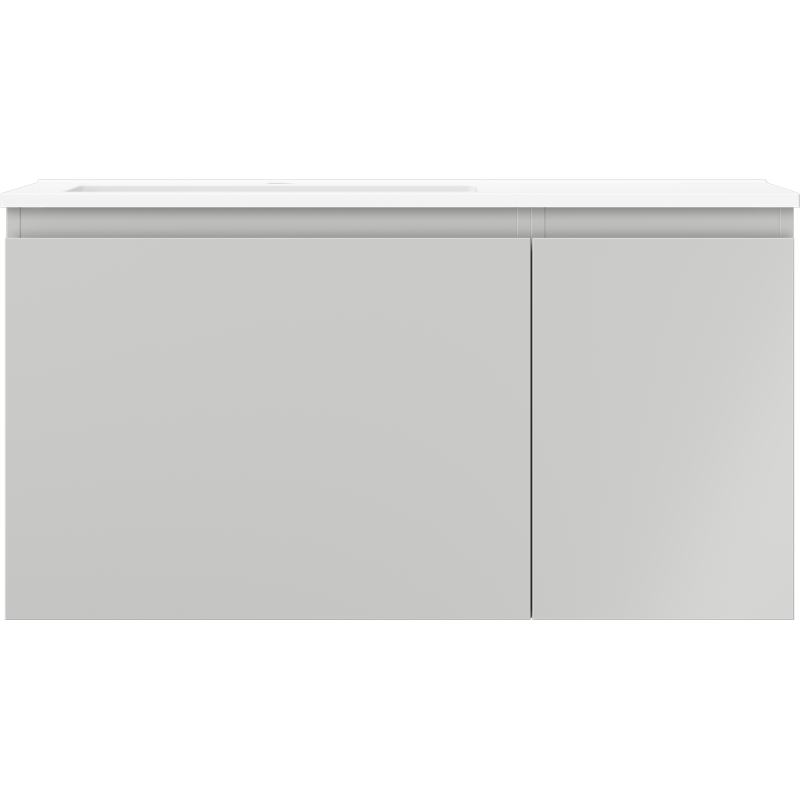 Mexen Orio meuble de salle de bain 90 cm avec lavabo Otis gauche, 1S, 1D, gris mat/blanc mat - 91A13-09047-3-BBFF62-W18L01