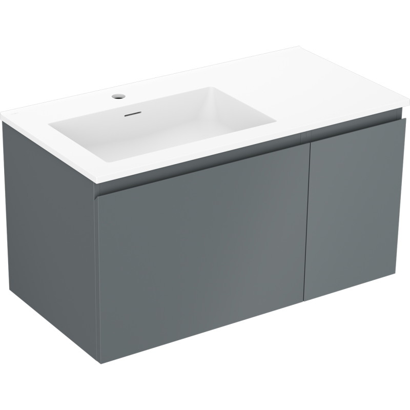 Mexen Orio armoire de salle de bain 90 cm avec lavabo Otis gauche, 1T, 1P, graphite mat/blanc mat - 91A13-09047-3-BBFF66-W18L01