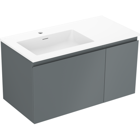 Mexen Orio armoire de salle de bain 90 cm avec lavabo Otis gauche, 1S, 1D, graphite mat/blanc mat - 91A13-09047-3-BBFF66-W18L01