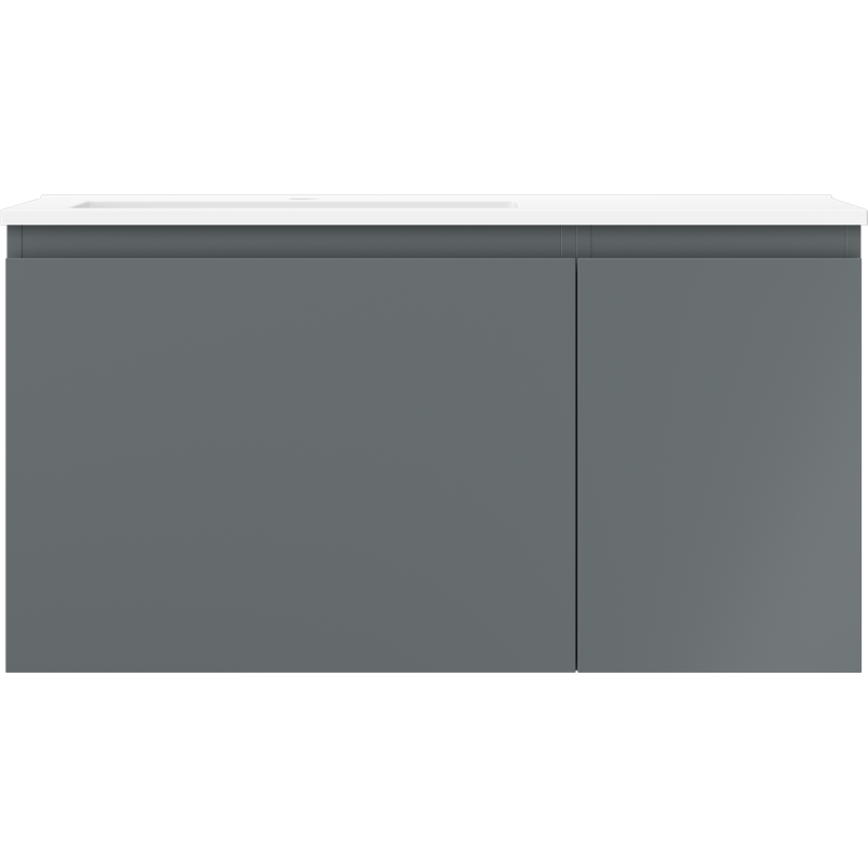 Mexen Orio armoire de salle de bain 90 cm avec lavabo Otis gauche, 1S, 1D, graphite mat/blanc mat - 91A13-09047-3-BBFF66-W18L01