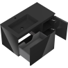 Mexen Orio meuble de salle de bain 90 cm avec lavabo Otis gauche, 1S, 1D, noir brillant/noir mat - 91A13-09047-3-BBFF70-W18L71