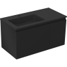 Mexen Orio meuble de salle de bain 90 cm avec lavabo Otis à gauche, 1S, 1D, noir mat - 91A13-09047-3-BBFF71-W18L71