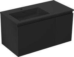 Mexen Orio meuble de salle de bain 90 cm avec lavabo Otis à gauche, 1S, 1D, noir mat - 91A13-09047-3-BBFF71-W18L71
