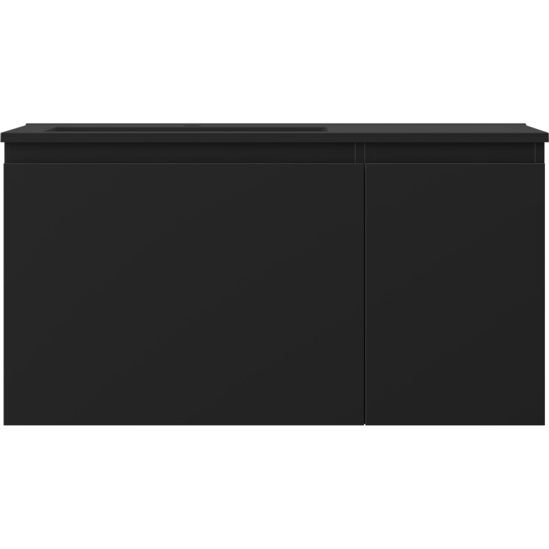 Mexen Orio meuble de salle de bain 90 cm avec lavabo Otis à gauche, 1S, 1D, noir mat - 91A13-09047-3-BBFF71-W18L71
