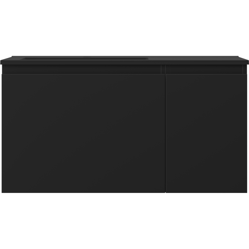 Mexen Orio meuble de salle de bain 90 cm avec lavabo Otis gauche, 1T, 1P, noir mat - 91A13-09047-3-BBFF71-W18L71