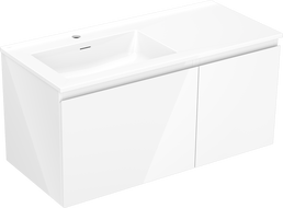Mexen Orio meuble de salle de bain 100 cm avec lavabo Otis gauche, 1S, 1D, blanc brillant - 91A13-10047-3-BBFF00-W18L00