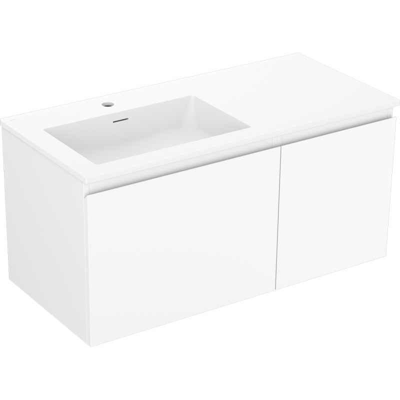 Mexen Orio armoire de salle de bain 100 cm avec lavabo Otis gauche, 1T, 1P, blanc mat - 91A13-10047-3-BBFF01-W18L01