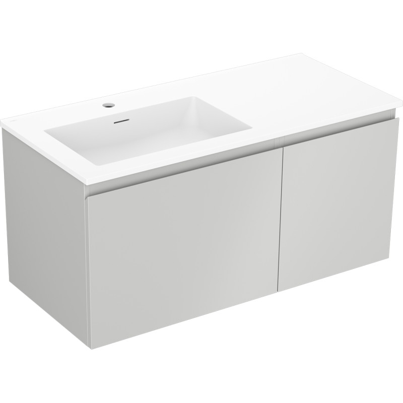 Mexen Orio armoire de salle de bain 100 cm avec lavabo Otis gauche, 1 tiroir, 1 porte, gris mat/blanc mat