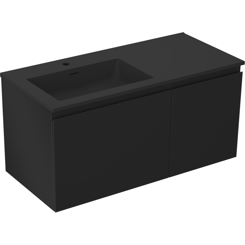 Mexen Orio meuble de salle de bain 100 cm avec lavabo Otis gauche, 1S, 1D, noir mat - 91A13-10047-3-BBFF71-W18L71