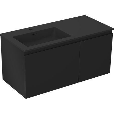 Mexen Orio meuble de salle de bain 100 cm avec lavabo Otis gauche, 1S, 1D, noir mat - 91A13-10047-3-BBFF71-W18L71