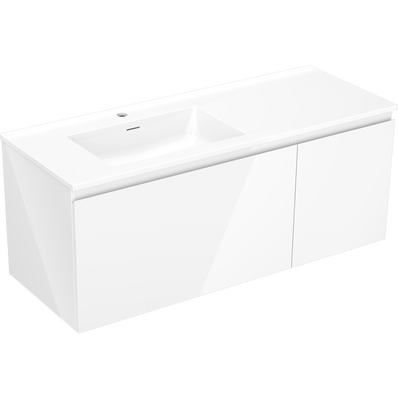 Mexen Orio armoire de salle de bains 120 cm avec lavabo Otis à gauche, 1S, 1D, blanc brillant - 91A13-12047-3-BBFF00-W18L00
