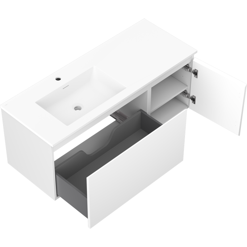 Mexen Orio armoire de salle de bain 120 cm avec lavabo Otis gauche, 1S, 1D, blanc mat - 91A13-12047-3-BBFF01-W18L01
