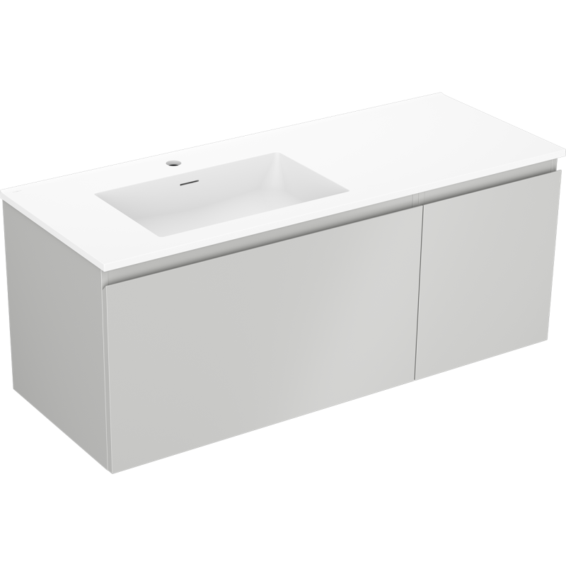 Mexen Orio meuble de salle de bain 120 cm avec lavabo Otis à gauche, 1S, 1D, gris mat/blanc mat - 91A13-12047-3-BBFF62-W18L01