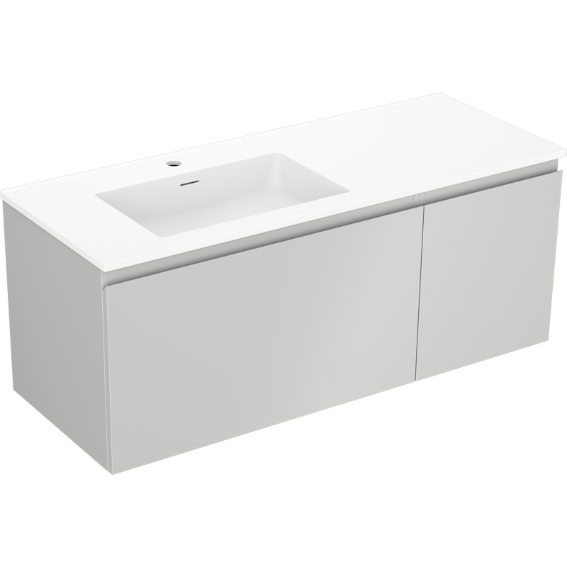 Mexen Orio meuble de salle de bain 120 cm avec lavabo Otis gauche, 1T, 1P, gris mat/blanc mat - 91A13-12047-3-BBFF62-W18L01