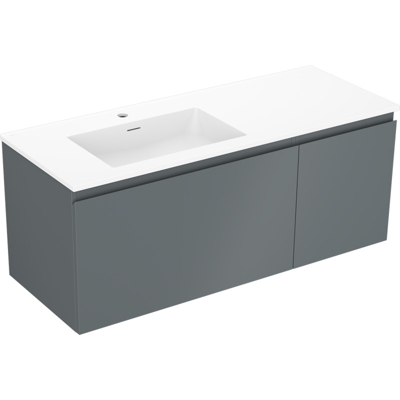 Mexen Orio cabinet de salle de bains 120 cm avec lavabo Otis à gauche, 1S, 1D, graphite mat/blanc mat