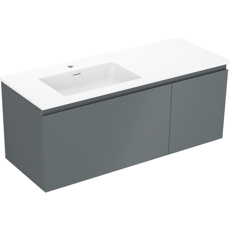Mexen Orio meuble de salle de bain 120 cm avec lavabo Otis gauche, 1T, 1P, graphite mat/blanc mat - 91A13-12047-3-BBFF66-W18L01