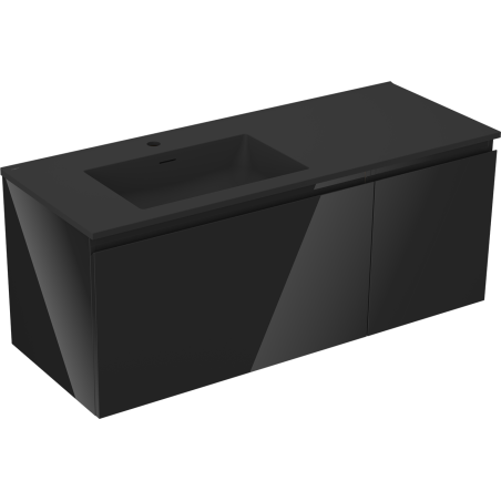Mexen Orio armoire de salle de bains 120 cm avec lavabo Otis gauche, 1S, 1D, noir brillant/noir mat