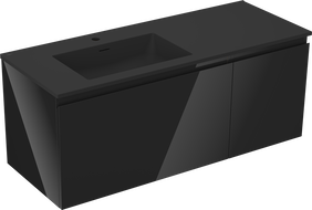 Mexen Orio armoire de salle de bains 120 cm avec lavabo Otis gauche, 1S, 1D, noir brillant/noir mat