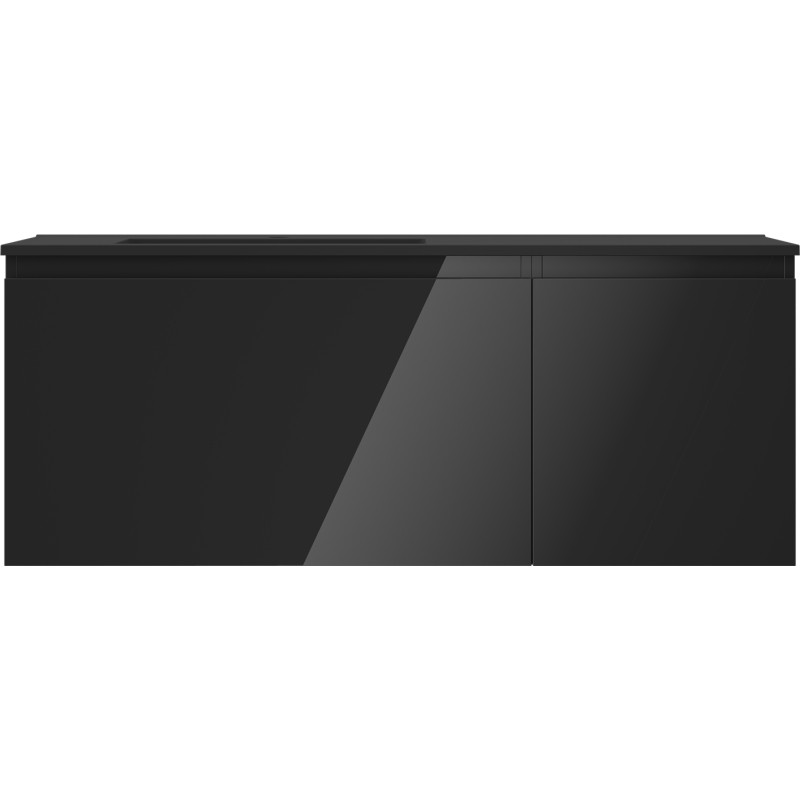 Mexen Orio armoire de salle de bains 120 cm avec lavabo Otis gauche, 1S, 1D, noir brillant/noir mat
