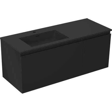 Mexen Orio armoire de salle de bain 120 cm avec lavabo Otis gauche, 1S, 1D, noir mat - 91A13-12047-3-BBFF71-W18L71