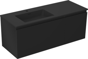 Mexen Orio meuble de salle de bain 120 cm avec lavabo Otis gauche, 1S, 1D, noir mat - 91A13-12047-3-BBFF71-W18L71