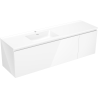 Mexen Orio armoire de salle de bain 160 cm avec lavabo Otis gauche, 1S, 1D, blanc brillant - 91A13-16047-3-BBFF00-W18L00