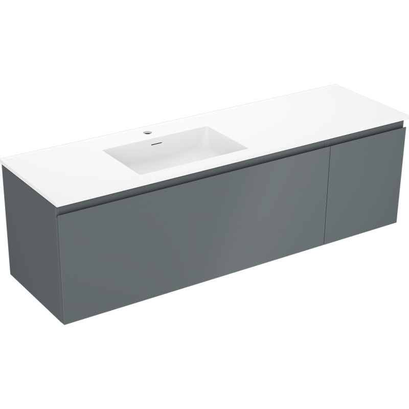 Mexen Orio armoire de salle de bain 160 cm avec lavabo Otis gauche, 1S, 1D, graphite mat/blanc mat - 91A13-16047-3-BBFF66-W18L01