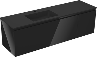 Mexen Orio armoire de salle de bain 160 cm avec lavabo Otis gauche, 1S, 1D, noir brillant/noir mat - 91A13-16047-3-BBFF70-W18L71